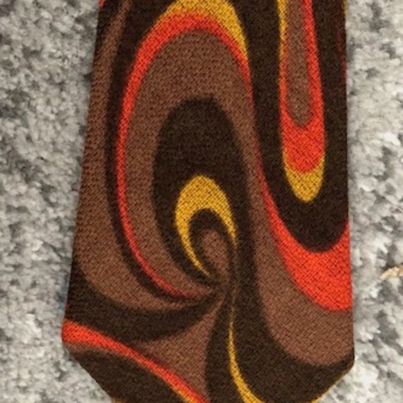 Vintage Psychedelic Tie Original Cotton Wool Blend Swirl Pattern Old - Picture 5 of 10